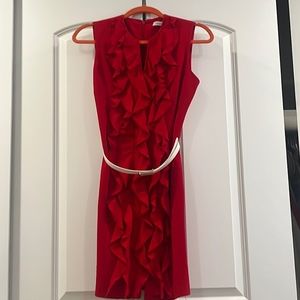 Elegant red dress with removal belt